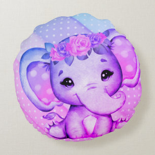 Polka-dots Blumenkronenlephant Rundkissen Rundes Kissen