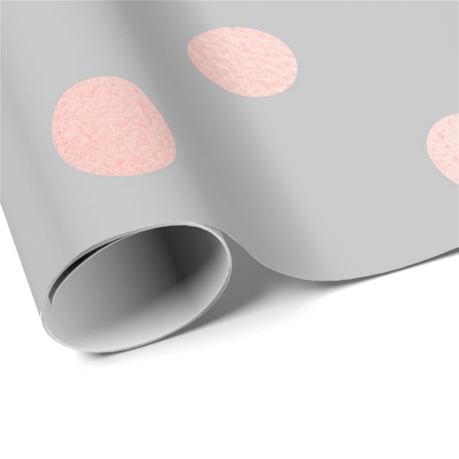Polka Dots Blush Rose Peach Gray Minimal Elegante Geschenkpapier (Rolleneckpunkt)