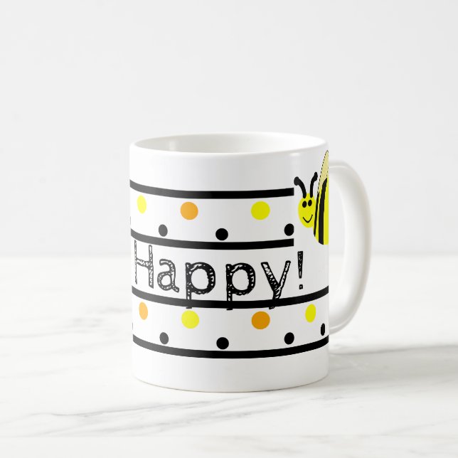 Polka Dots Bumble Bee Kaffeetasse (VorderseiteRechts)