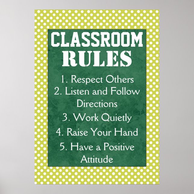 Polka Dots Classroom Rules Poster (Vorne)