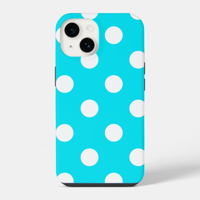 Polka dots cyan hex code 00E3F4 iPhone Hülle (Rückseite)
