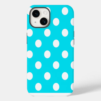 Polka dots cyan hex code 00E3F4 iPhone 14 Hülle