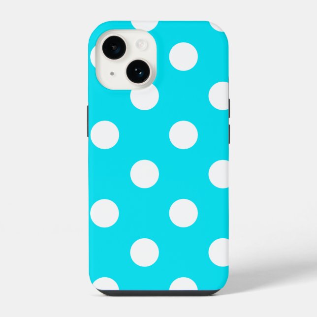Polka dots cyan hex code 00E3F4 iPhone Hülle (Rückseite)