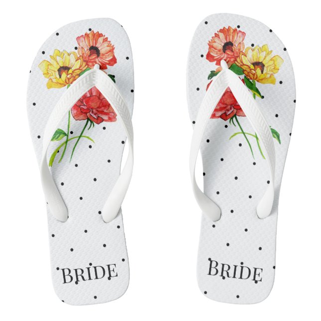 Polka Dots Gelbe und Rote Blume Flip Flops (Fußbett)