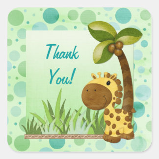 Polka Dots Giraffe - Neutrale Babydusche Quadratischer Aufkleber