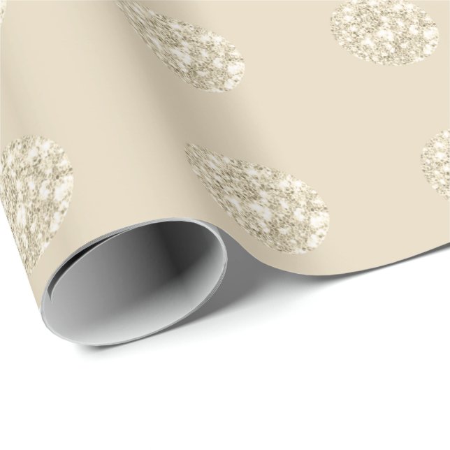 Polka Dots Glitzer Funkelnd Creamy Pastel Ivory Geschenkpapier (Rolleneckpunkt)