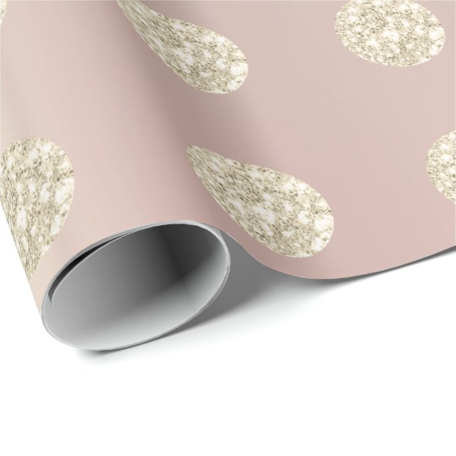 Polka Dots Glitzer Funkelnd Pearl Rose Pastel Ivor Geschenkpapier (Rolleneckpunkt)