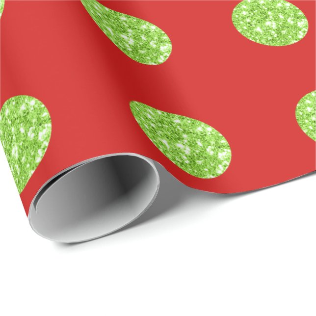 Polka Dots Glitzer Mint Spark Red Bright Vivid Geschenkpapier (Rolleneckpunkt)