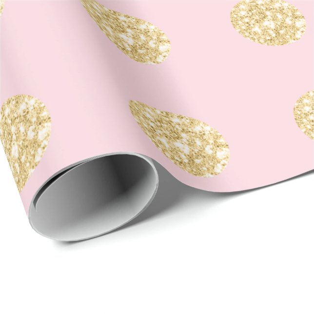 Polka Dots Glitzer Pink Spark Bridal Champaigne Geschenkpapier (Rolleneckpunkt)