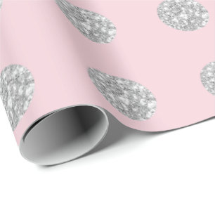 Polka Dots Glitzer Rosa Rose Silver Bridal Wedding Geschenkpapier