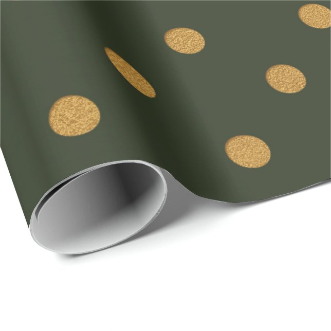 Polka Dots Gold Green Cali Woodland Salvia Geschenkpapier (Rolleneckpunkt)