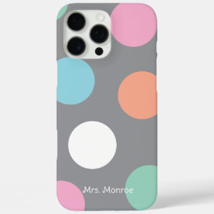 Polka Dots Gray Soft Pink Green Blue Orange Chic iPhone 16 Pro Max Hülle