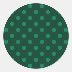 Polka Dots - grün auf dunkelgrünen Runder Aufkleber