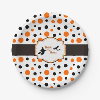 Polka Dots Hallowen Paper Tellers 7" Pappteller