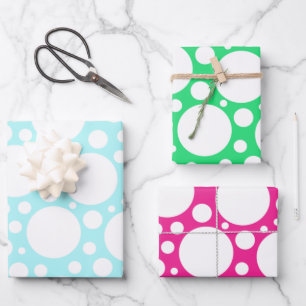 Polka Dots in 3 Farben Umhüllungspapierblätter Geschenkpapier Set