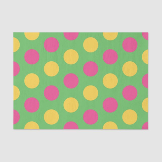Polka Dots in kalkgrün, heiß rosa und gelb Seidenpapier (Vorderseite)