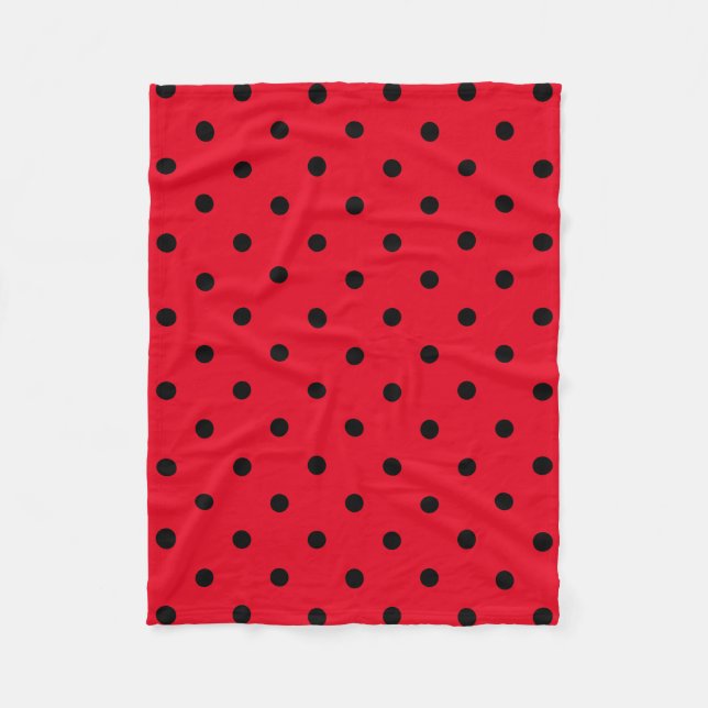 Polka Dots in Rot und Schwarz Fleecedecke (Vorderseite)