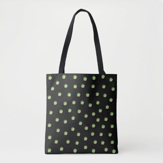 Polka Dots in Sage-besocktes metallisches Design L (Vorderseite)