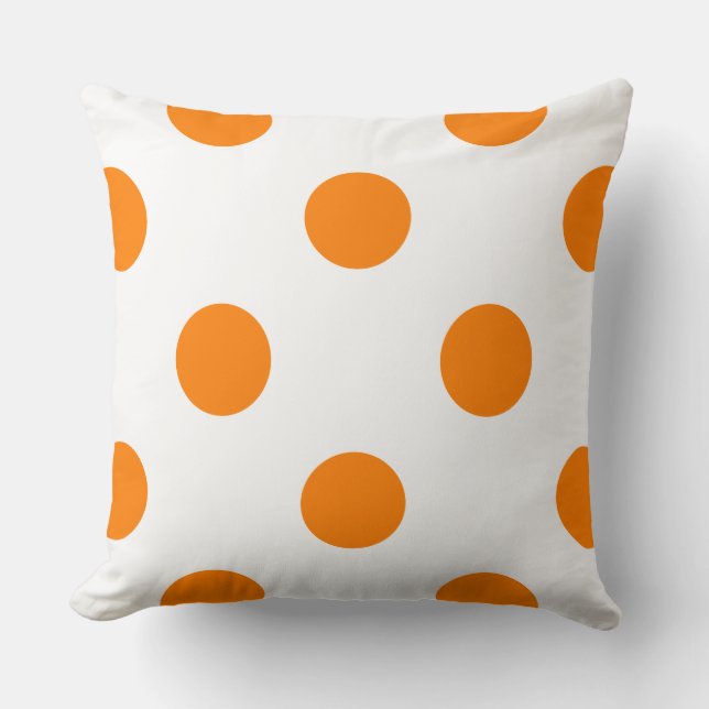 Polka Dots in Weiß auf Orange Kissen (Vorderseite)