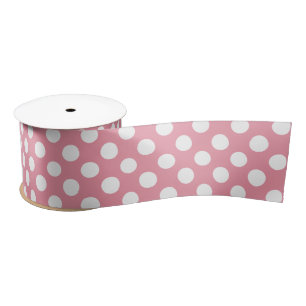 Polka-Dots in Weiß und Rosa Satinband