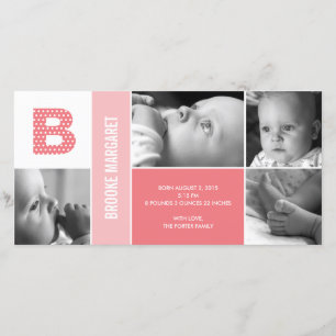 Polka Dots Initial Baby Birth Ankündigung