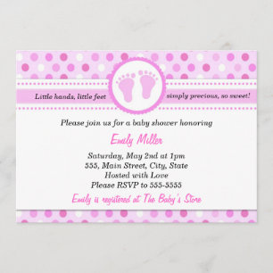 Polka Dots Invitation Baby Girl Dusche Pink Einladung