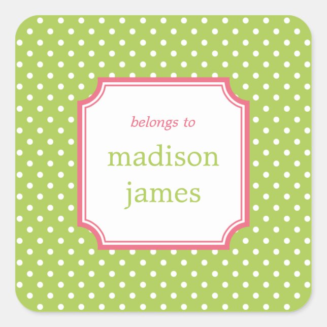 Polka Dots Labels oder Geschenkkleber Quadratischer Aufkleber (Vorderseite)