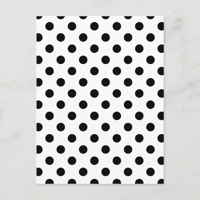 Polka Dots Large - Black on White Postkarte (Vorderseite)