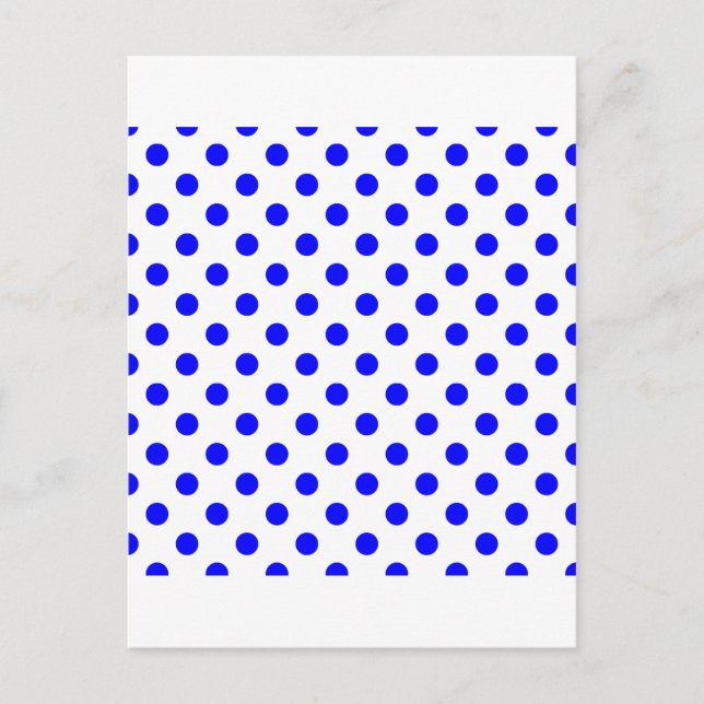 Polka Dots Large - Blue on White Postkarte (Vorderseite)