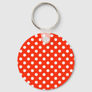 Polka Dots Large - White on Scarlet Schlüsselanhänger