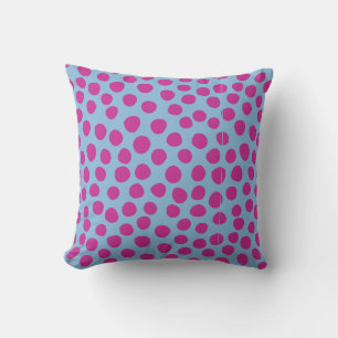 Polka Dots Light Blue Fuchsia Pink Kissen