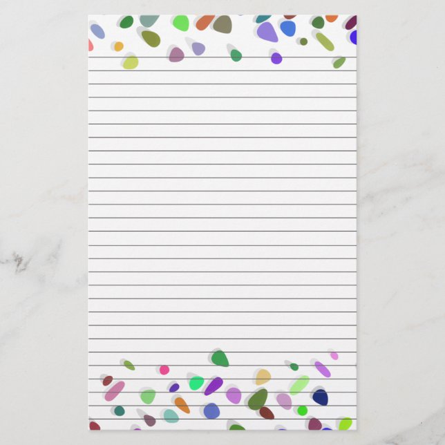 Polka Dots Lined Paper for Notes Stationery Briefpapier (Vorderseite)