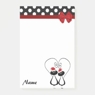 Polka dots lustiges Santa Cat-Paar Monogramm Post-it Klebezettel