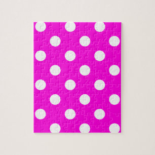 Polka dots magenta #FF00DC Puzzle