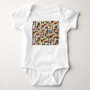 Polka Dots: mehrfarbige Handfarbe. Baby Strampler