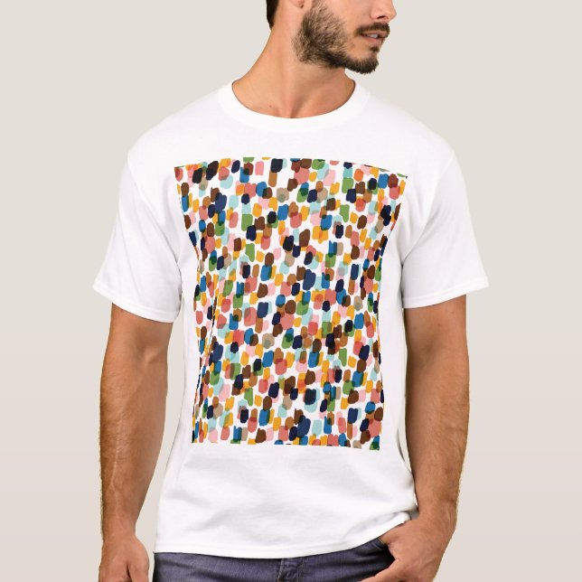 Polka Dots: mehrfarbige Handfarbe. T-Shirt (Vorderseite)