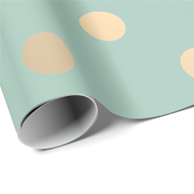 Polka Dots Mint Grüne Pastel Foxier Gold Elfenbein Geschenkpapier (Rolleneckpunkt)