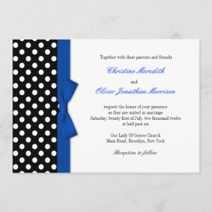 Polka Dots mit Blue Bow Wedding Einladung