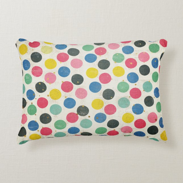 Polka Dots mit Gold Stars, bunte Streifen Zierkissen (Vorderseite)