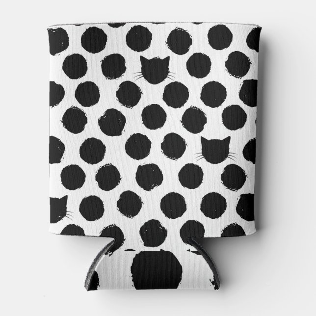Polka Dots mit Katzengesichtern: Spielerisch Vinta Dosenkühler (Vorderseite)