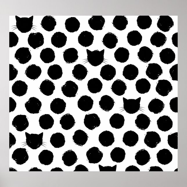 Polka Dots mit Katzengesichtern: Spielerisch Vinta Poster (Vorne)