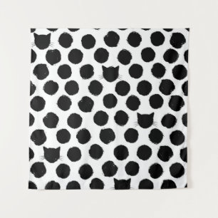 Polka Dots mit Katzengesichtern: Spielerisch Vinta Wandteppich