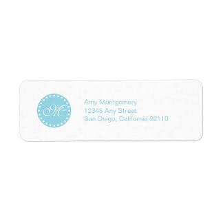 Polka Dots mit Monogramm-Etikett - aqua