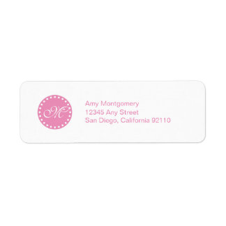 Polka Dots mit Monogramm-Etikett -pink