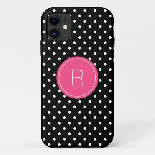 Polka Dots Monogram Case-Mate iPhone Hülle (Rückseite)