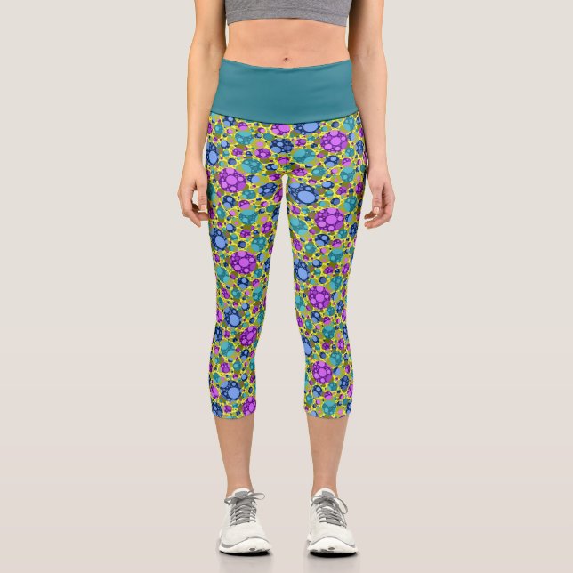 Polka Dots Muster in Rosa Blau Aquamarin - Capri Leggings (Vorderseite)