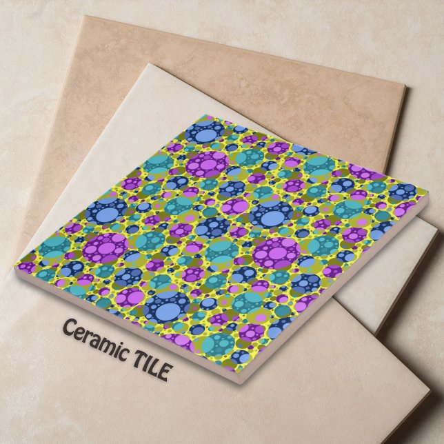 Polka Dots Muster in Rosa Blau Aquamarin - Fliese (Von Creator hochgeladen)