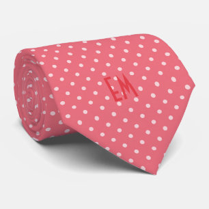 Polka Dots Muster mit Monogramm (rosa) Krawatte