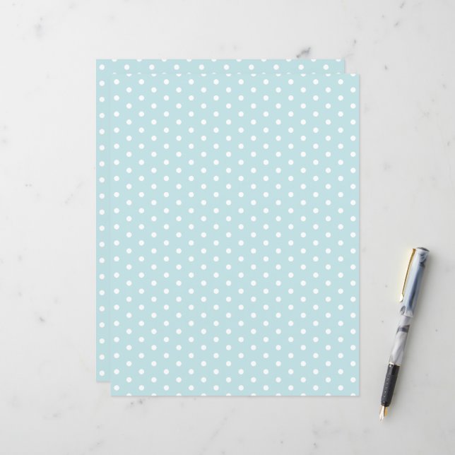 Polka Dots Muster Pastel Blue Scrapbook Paper (Vorderseite/Rückseite Beispiel)