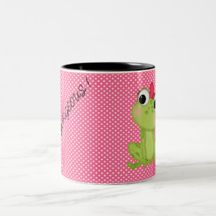 Polka Dots, Niedliche Froggy-Motivierend Nachricht Zweifarbige Tasse